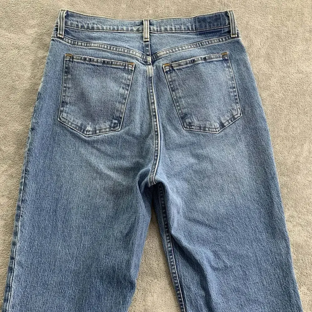 Abercrombie & Fitch 90s Straight Ultra High Rise Jeans Womens 32 14R Blue Denim